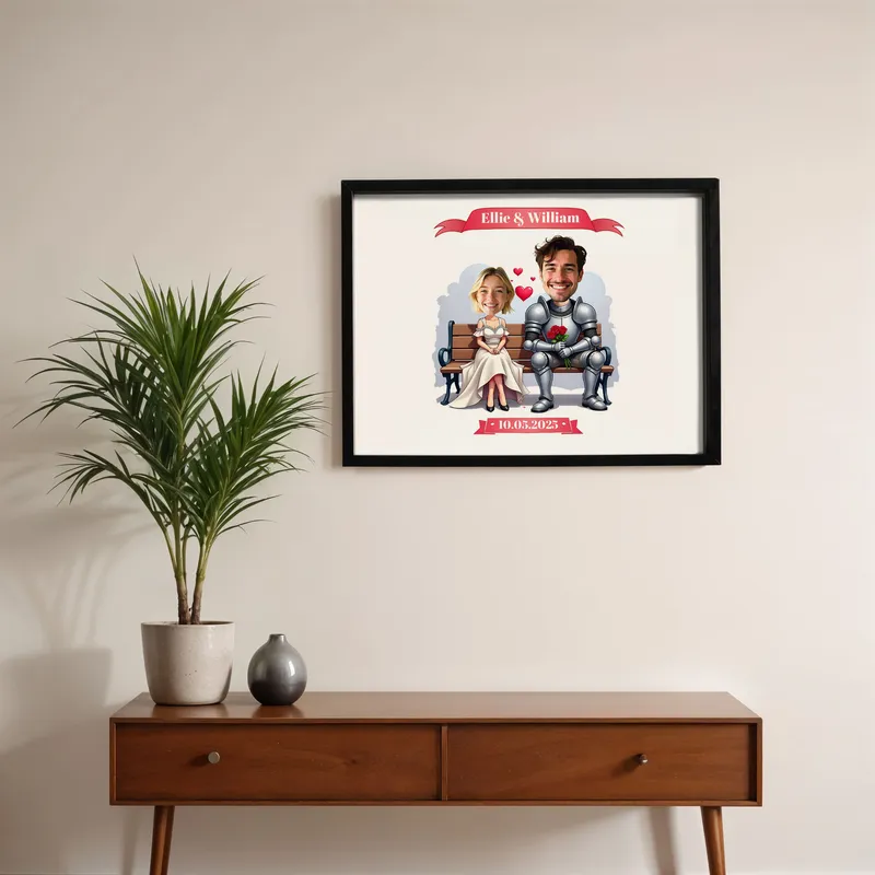 Personalised Princess and Knight Cartoon Frame