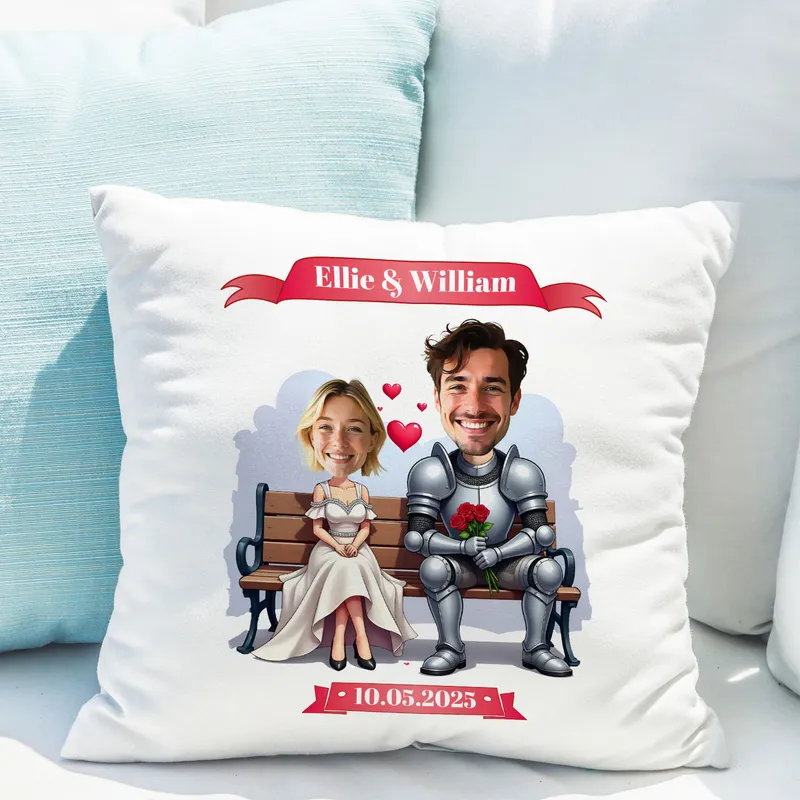 Personalised Princess and Knight Cartoon Pillow