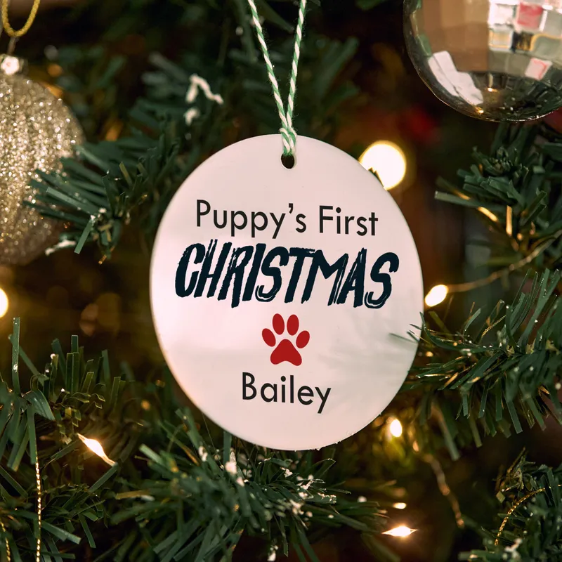 Personalized Puppy's First Christmas Ornament