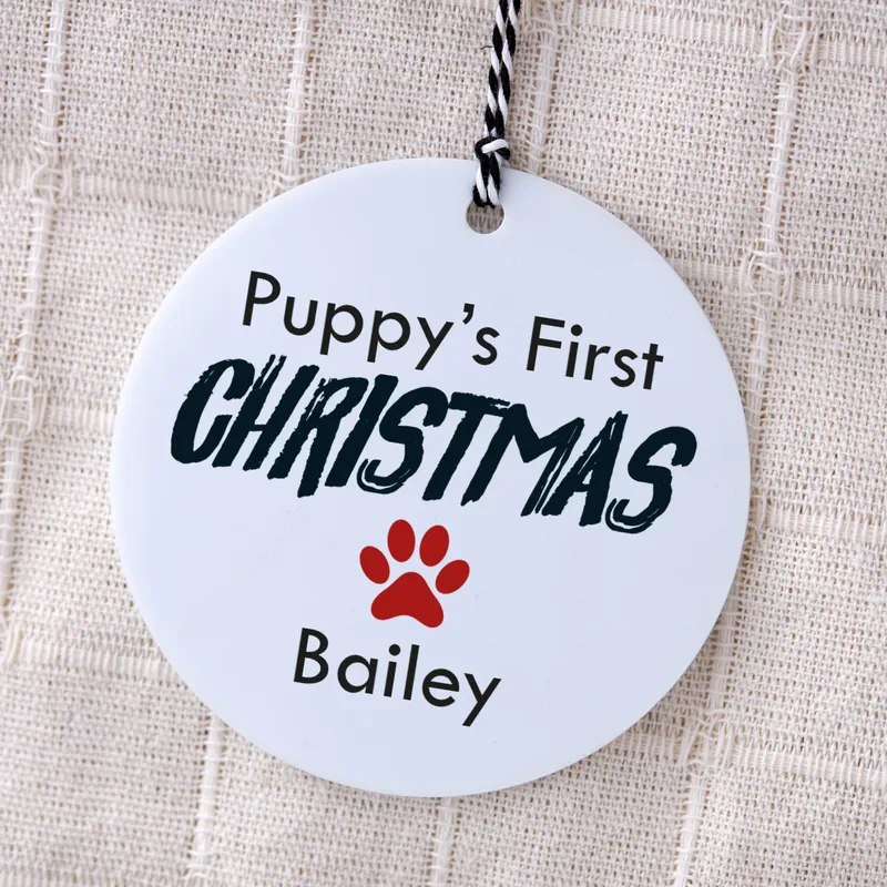 Personalized Puppy's First Christmas Ornament