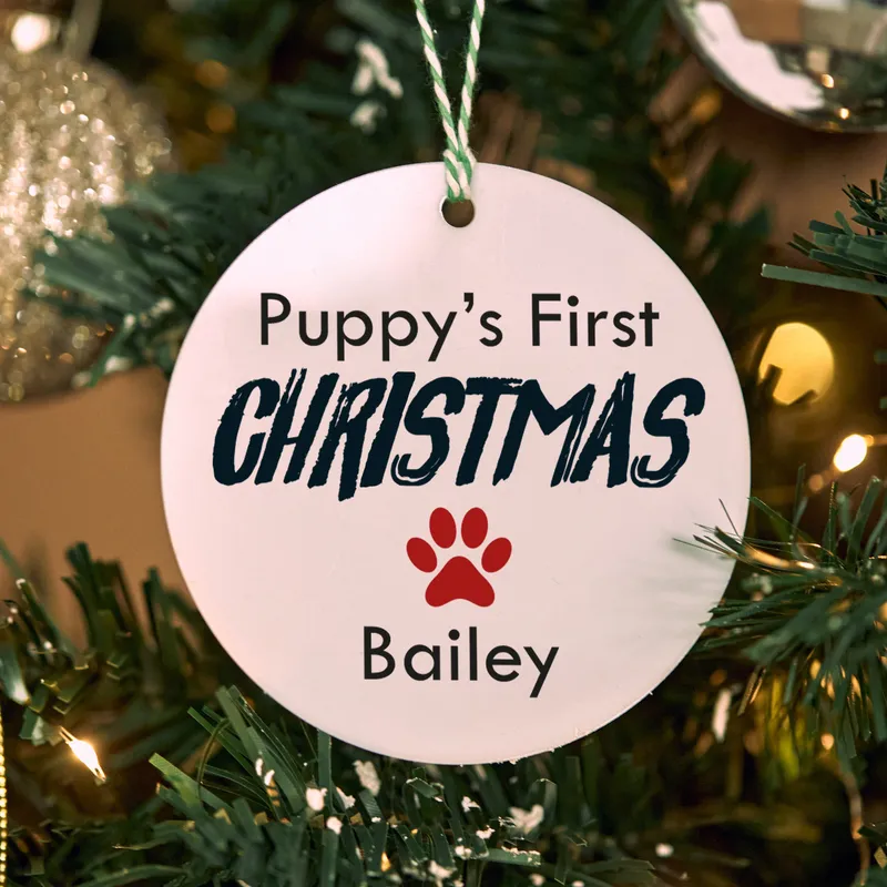 Personalized Puppy's First Christmas Ornament