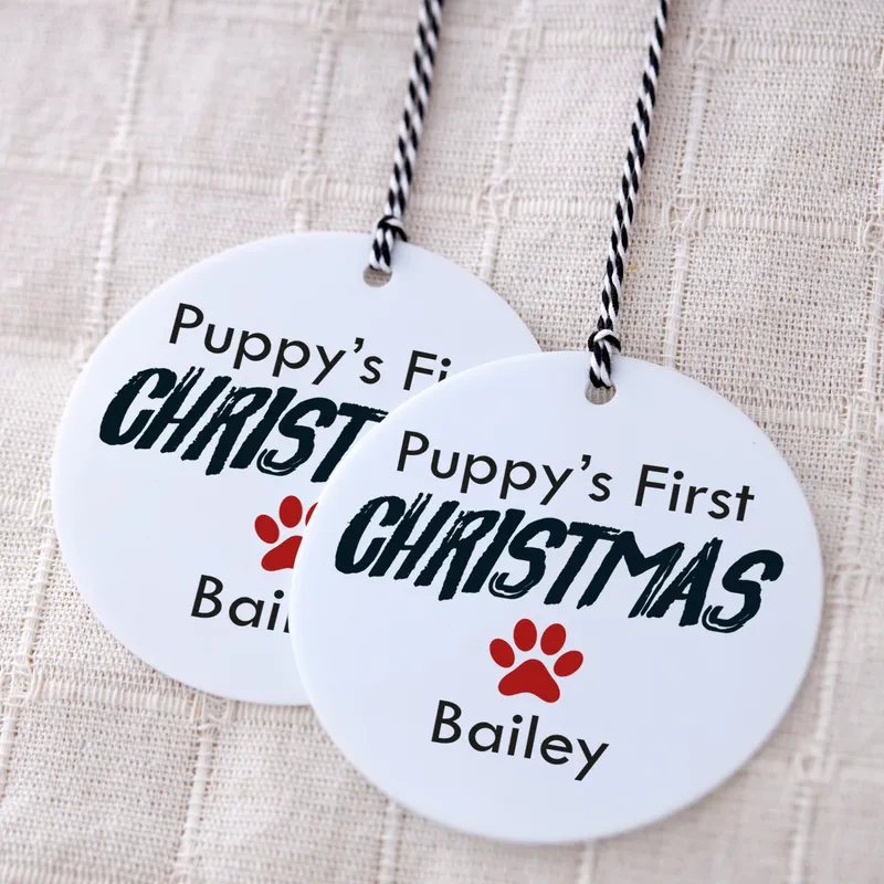 Personalized Puppy's First Christmas Ornament