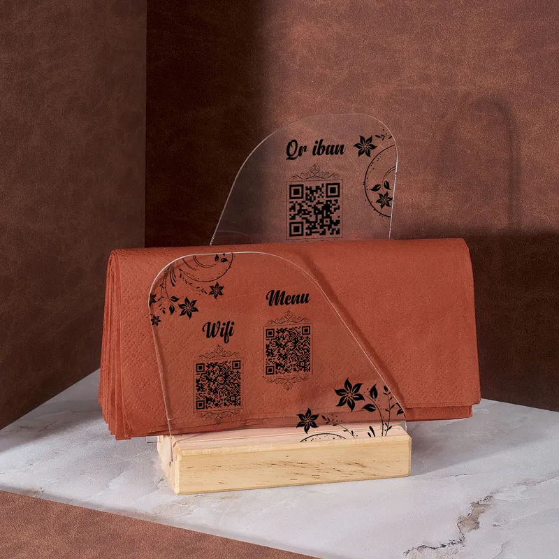 Personalized QR Code WiFi Menu Napkin Holder Stand