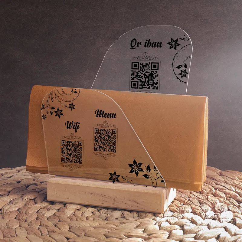 Personalized QR Code WiFi Menu Napkin Holder Stand