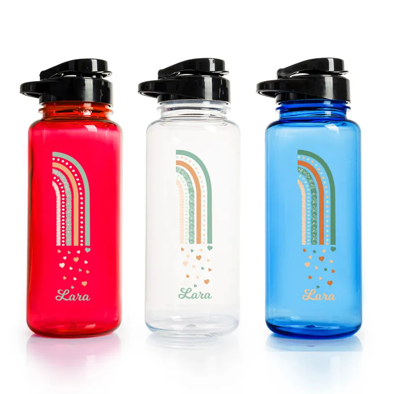 Personalised Rainbow Water Bottle for Girls and School Days