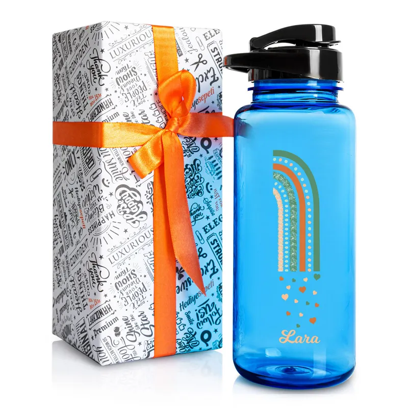 Personalised Rainbow Water Bottle for Girls and School Days