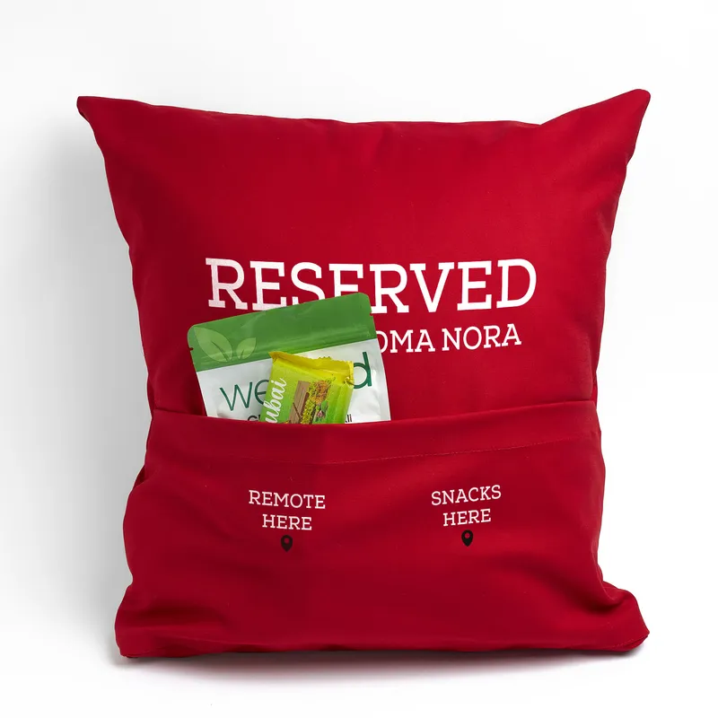 Personalized Remote and Snack Pocket Funny Pillow