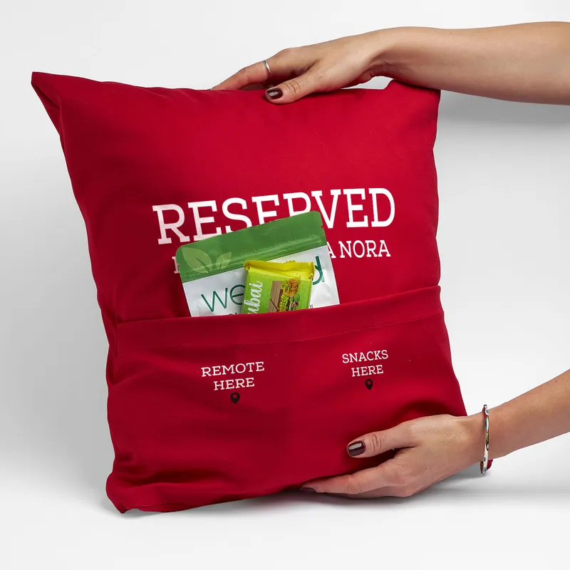 Personalized Remote and Snack Pocket Funny Pillow