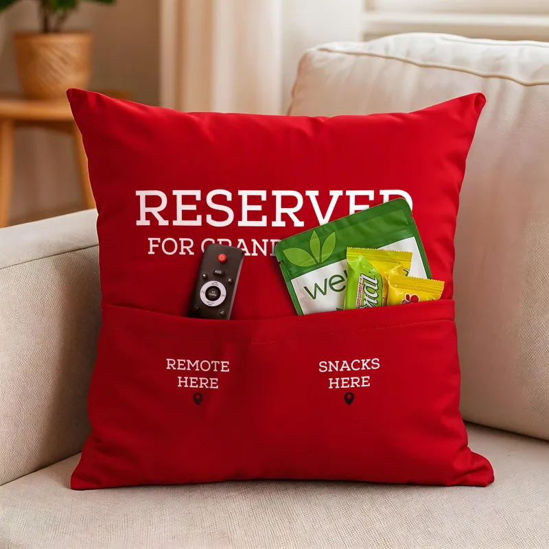 Personalized Remote and Snack Pocket Funny Pillow