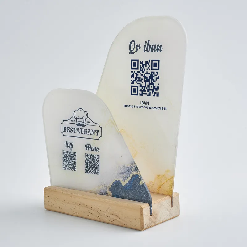 Personalized Restaurant Logo QR IBAN and Menu Stand