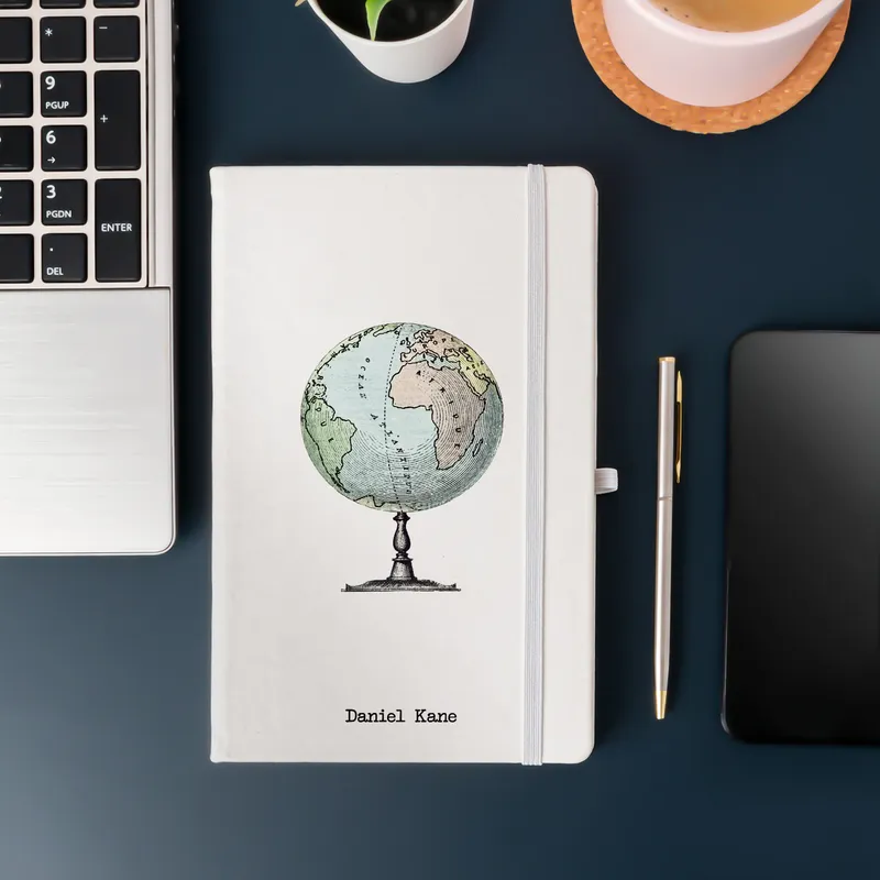 Personalised Vintage Globe Notebook for Unique Gifts
