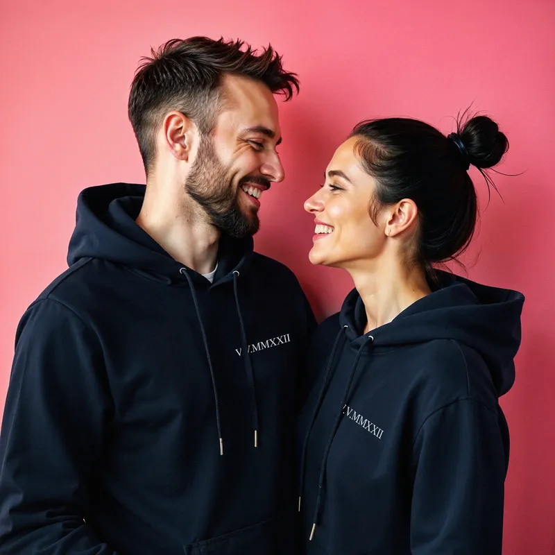 Personalized Roman Numeral Hoodie Set for Couples