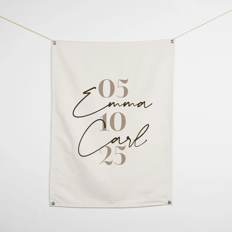 Personalized Romantic Fabric Banner with Special Date - 27 x 37 inches