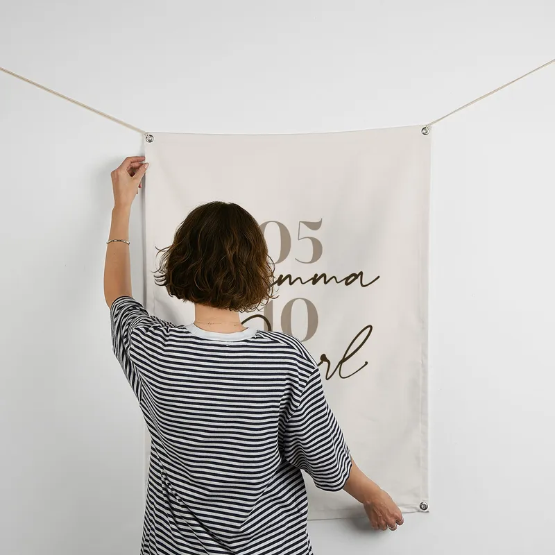 Personalized Romantic Fabric Banner with Special Date - 27 x 37 inches