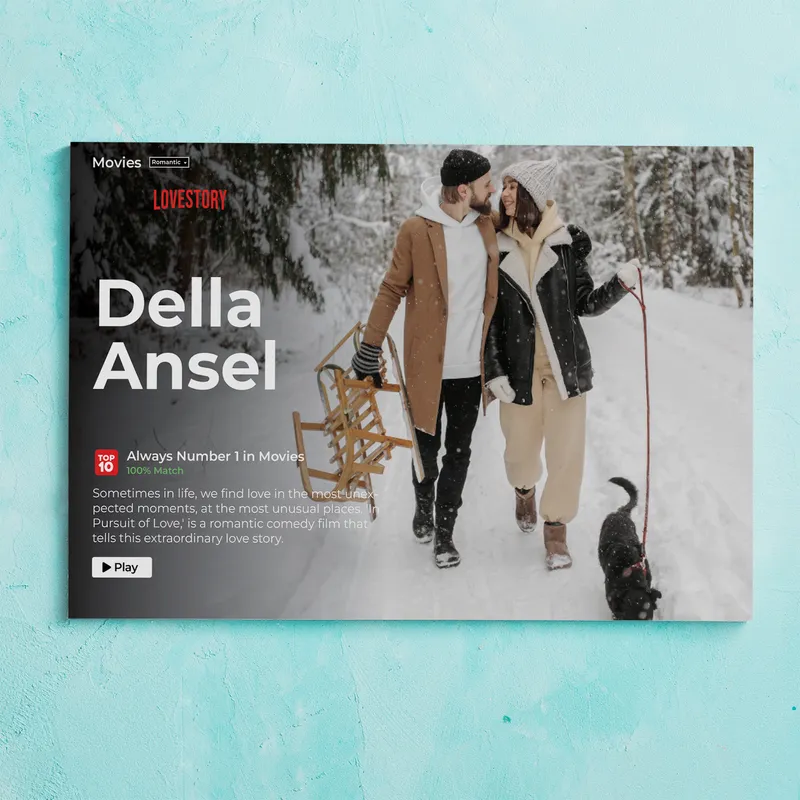 Personalized Romantic Movie Poster Canvas 16x24 - Unique Gift for Couples