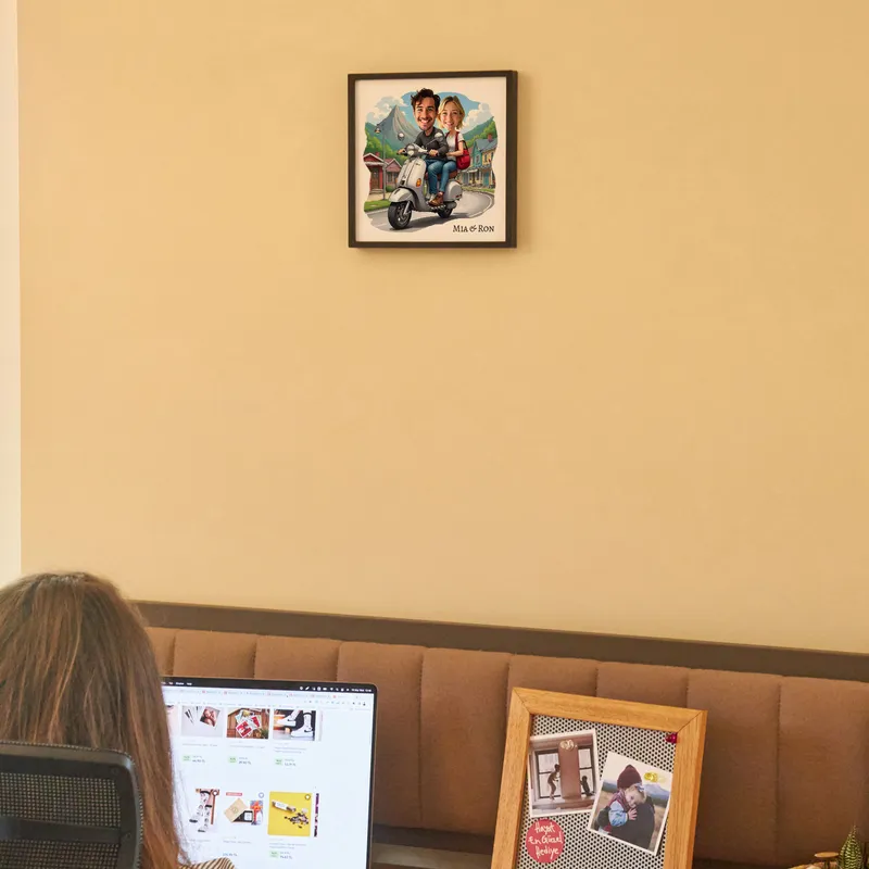 Personalized Scooter Couple Cartoon Frame Gift