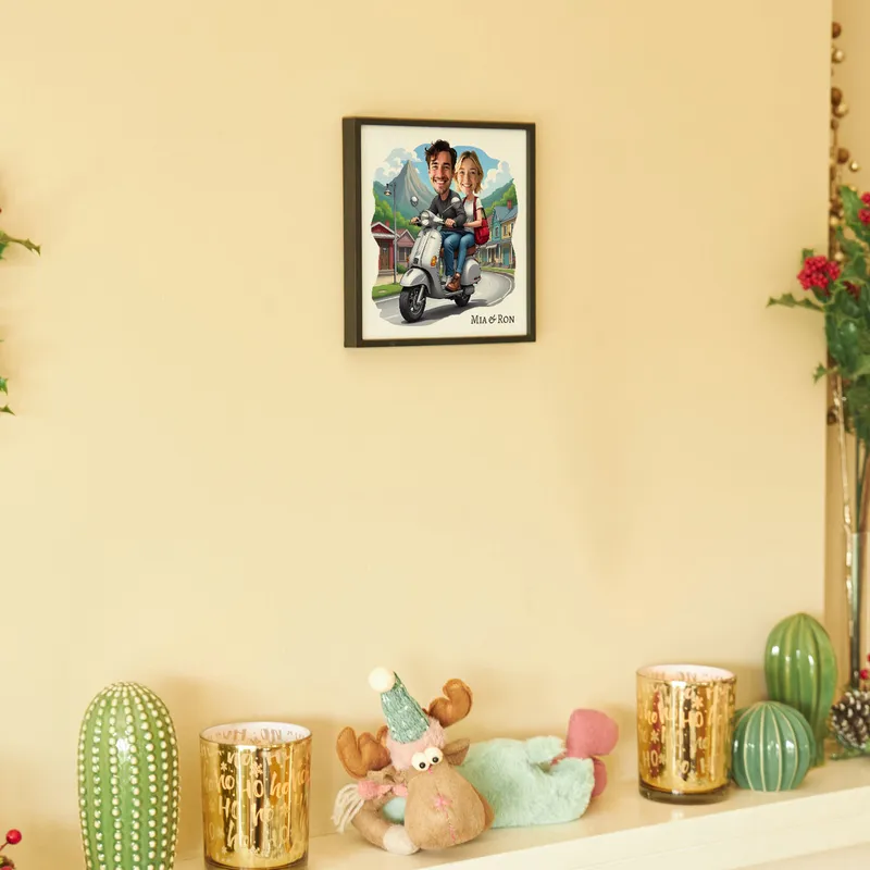 Personalized Scooter Couple Cartoon Frame Gift