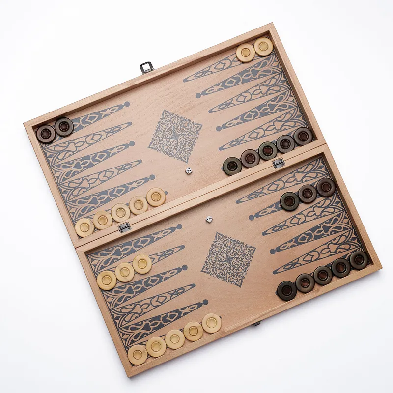 Personalized Signature Design Grooved Beech Backgammon Set