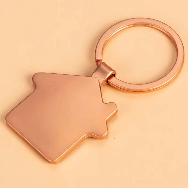 Personalized Signature Design House Shaped Metal Keychain