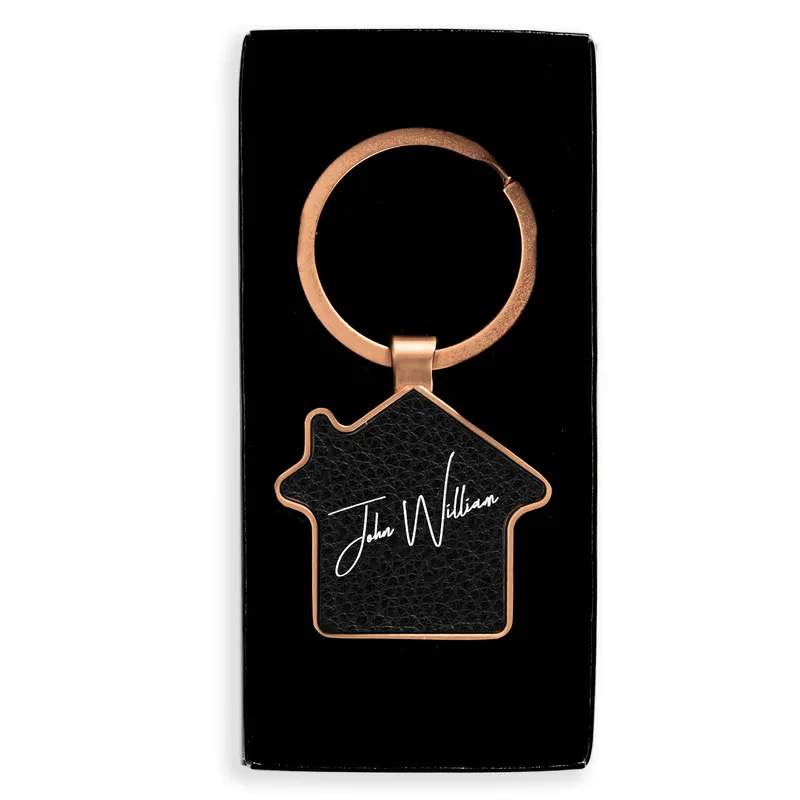 Personalized Signature Design House Shaped Metal Keychain