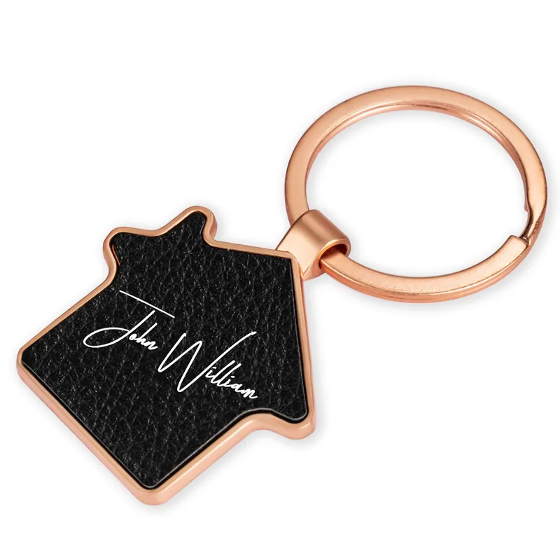 Personalized Signature Design House Shaped Metal Keychain