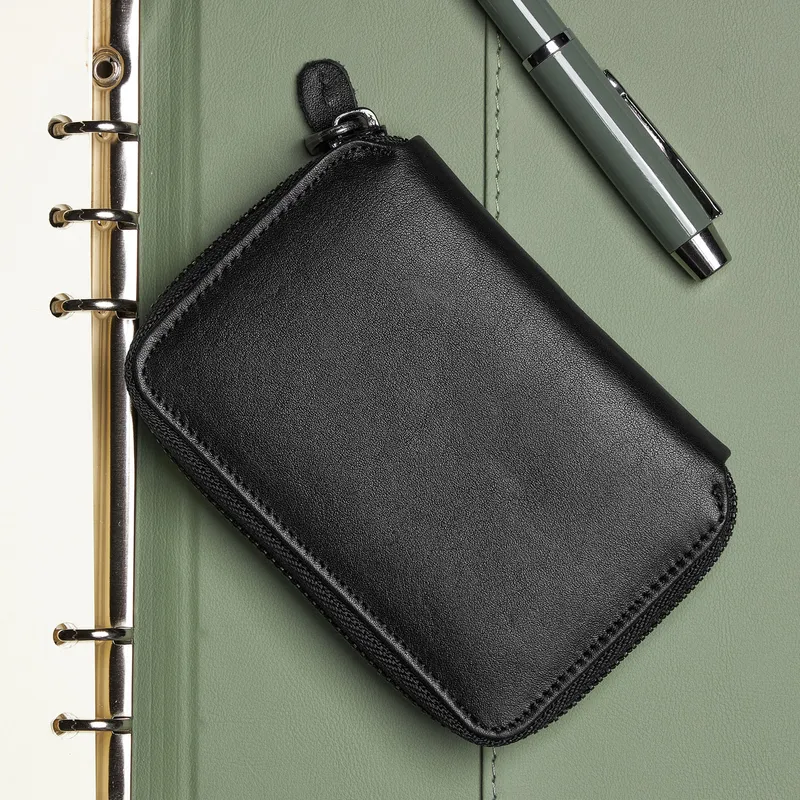 Personalised Leather Wallet with Zipper Closure for Men