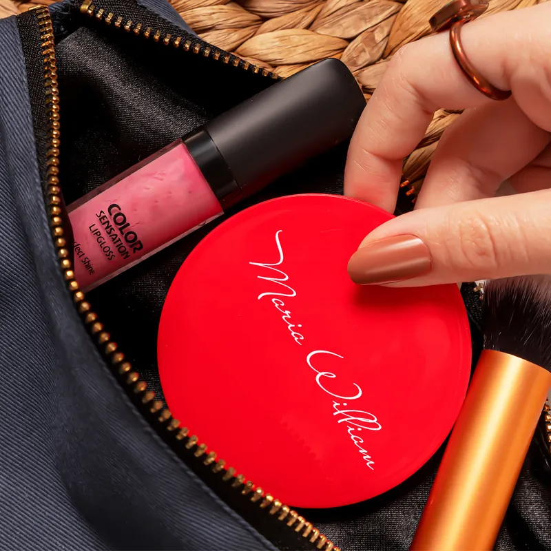 Personalized Signature Round Pocket Mirror