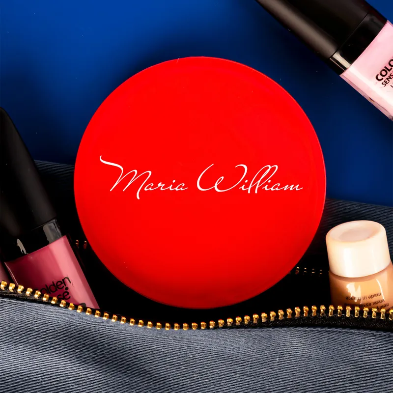 Personalized Signature Round Pocket Mirror