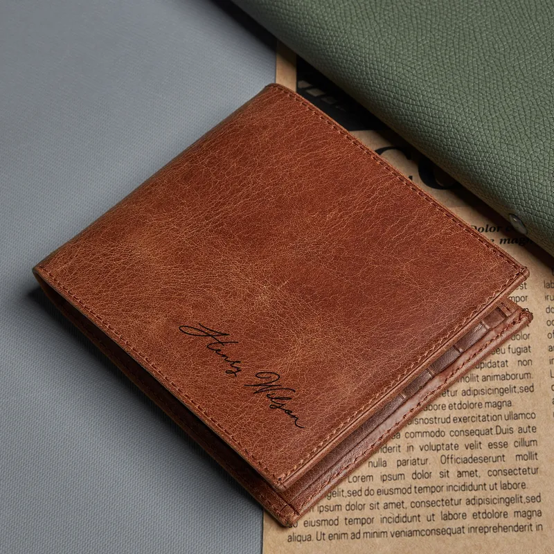 Personalised Leather Wallet for Men with Custom Engraving