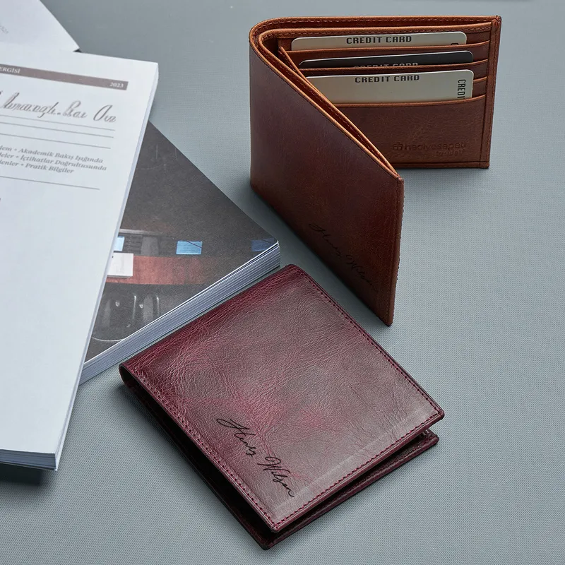 Personalised Leather Wallet for Men with Custom Engraving