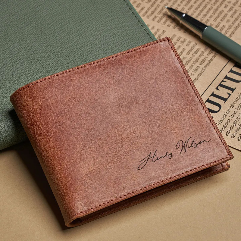 Personalised Leather Wallet for Men with Custom Engraving