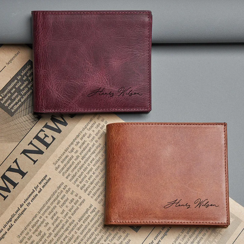 Personalised Leather Wallet for Men with Custom Engraving