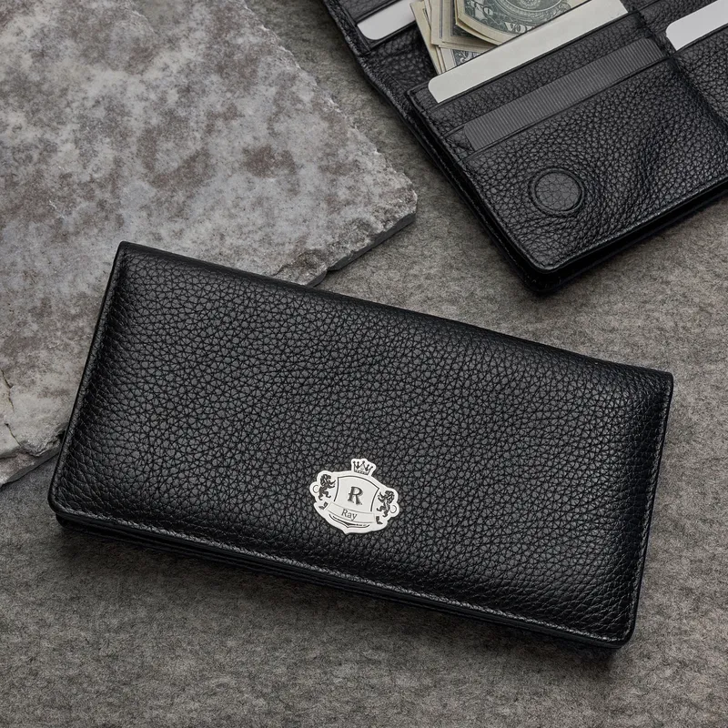 Personalized Silver Crown Emblem Wallet with Phone Compartment