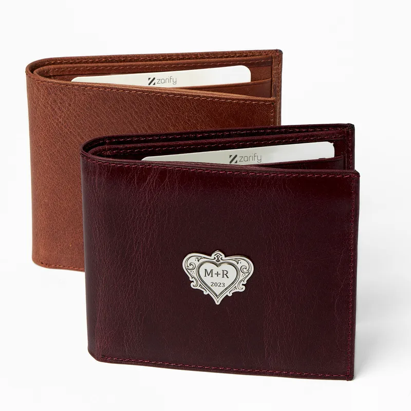 Personalised Silver Emblem Wallet for Boyfriend Gift