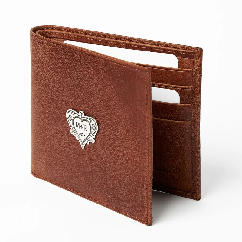 Personalised Silver Emblem Wallet for Boyfriend Gift