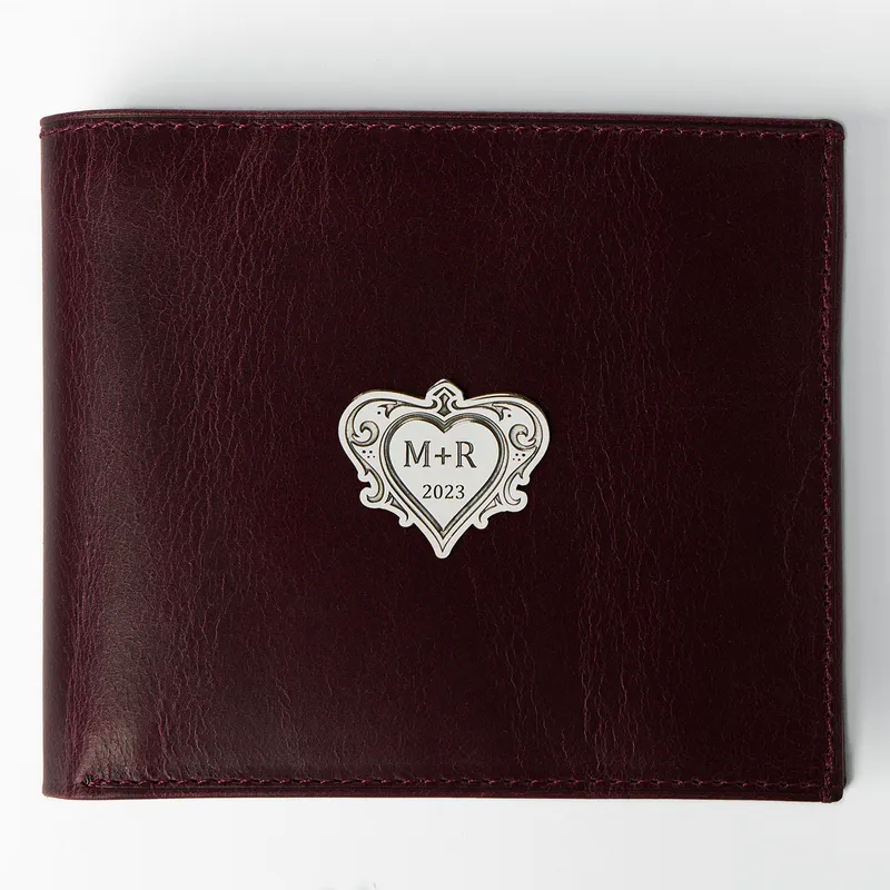 Personalised Silver Emblem Wallet for Boyfriend Gift