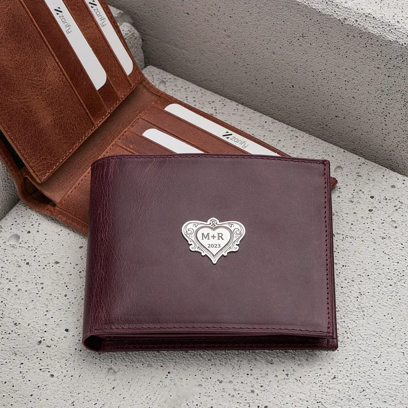 Personalised Silver Emblem Wallet for Boyfriend Gift