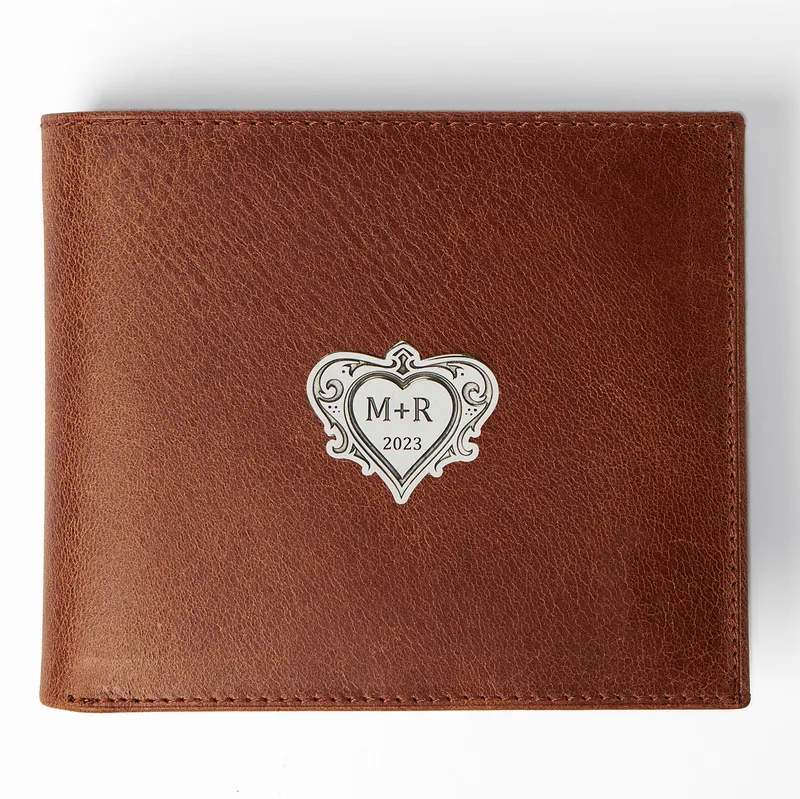 Personalised Silver Emblem Wallet for Boyfriend Gift