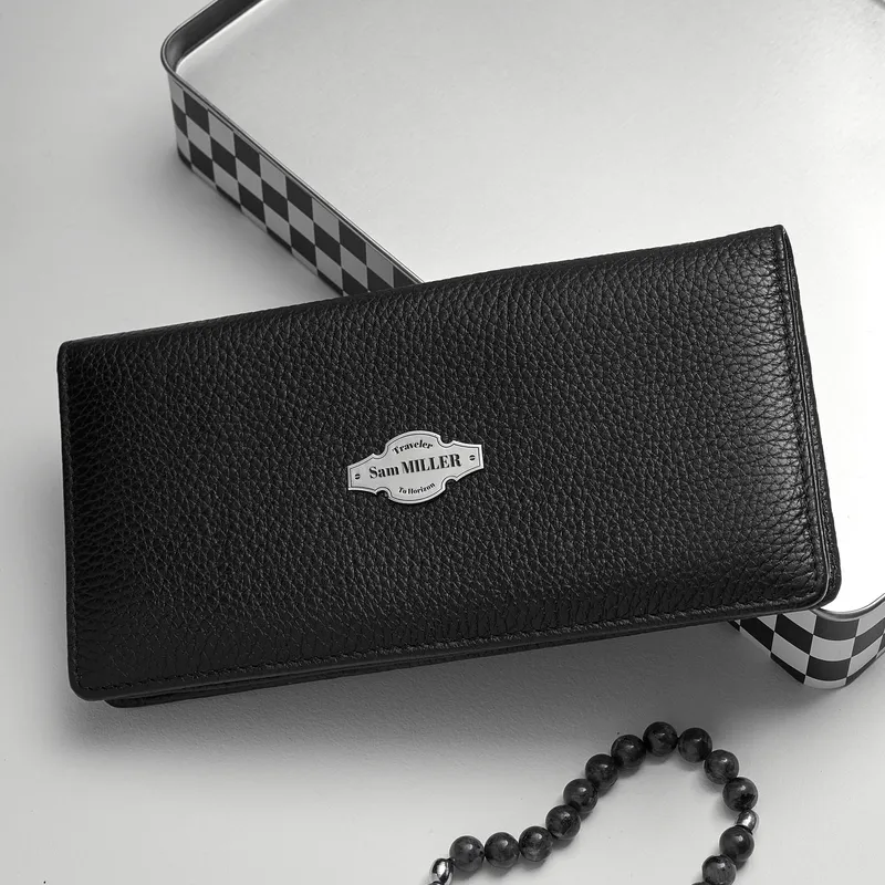 Personalized Silver Embossed Wallet for Travelers Gift