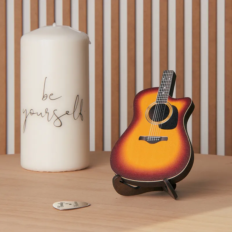 Personalized Silver Guitar Pick with Classic Guitar Display Case