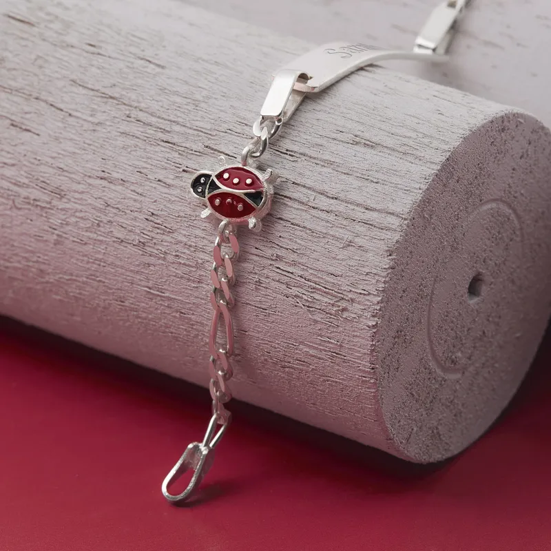 Personalised Silver Ladybird ID Bracelet for Babies and Kids