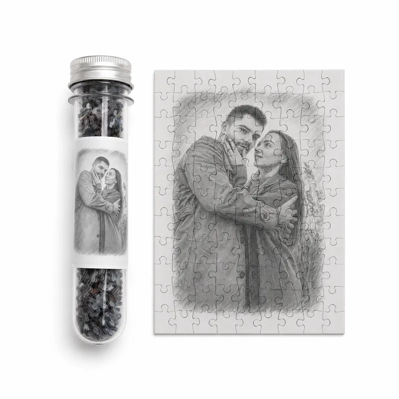Personalized Sketch Photo Capsule Puzzle Gift