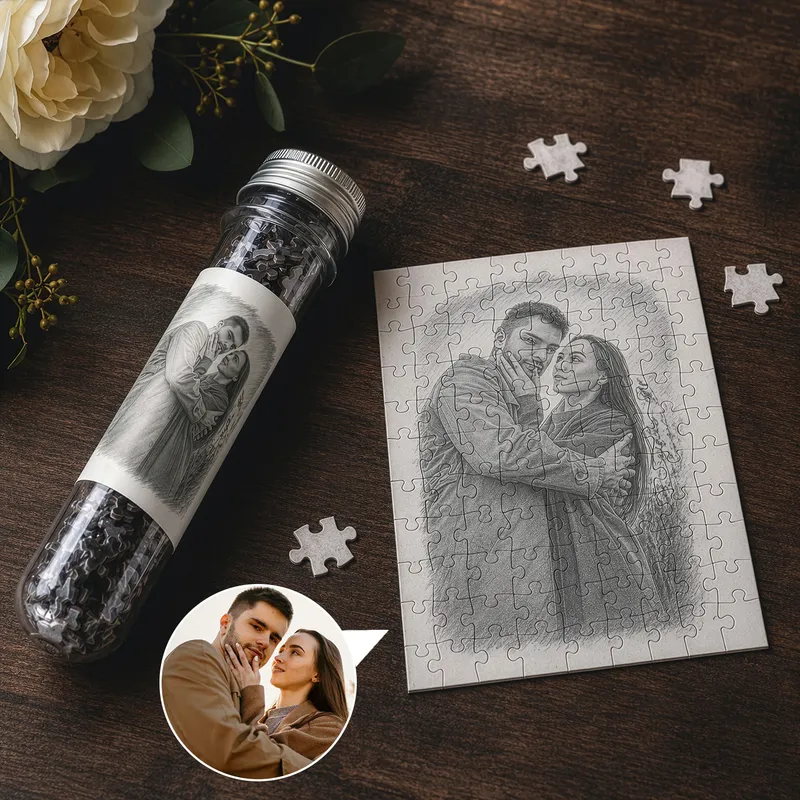 Personalized Sketch Photo Capsule Puzzle Gift
