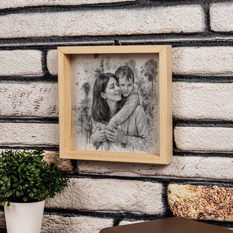 Personalized Sketch Wooden Plaque Gift for Mom