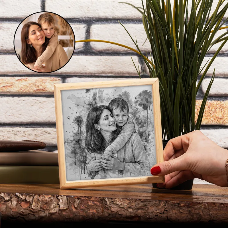 Personalized Sketch Wooden Plaque Gift for Mom