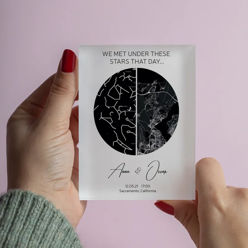 Personalized Sky and Earth Map Designed Acrylic Frame