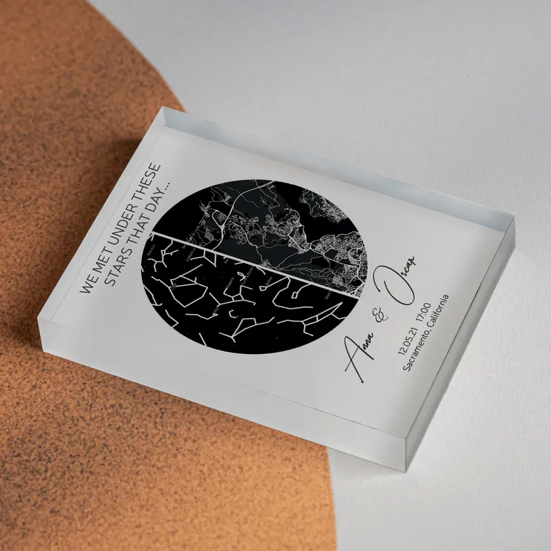 Personalized Sky and Earth Map Designed Acrylic Frame