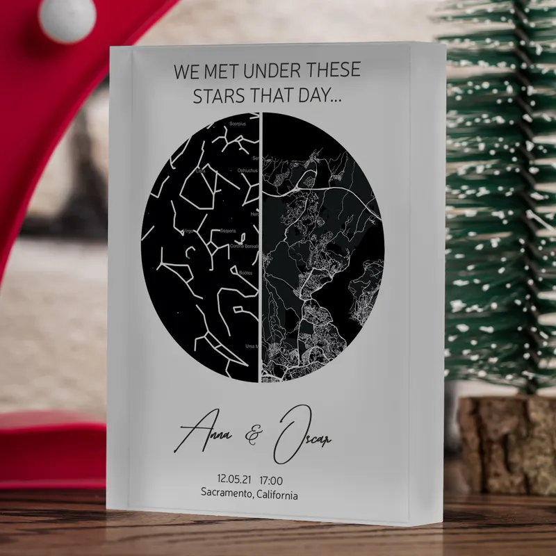 Personalized Sky and Earth Map Designed Acrylic Frame