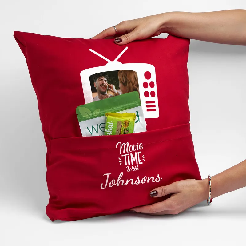 Personalized Snack Pocket Love Pillow for Couples