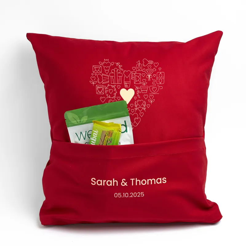 Personalized Snack Pocket Love Pillow for Couples